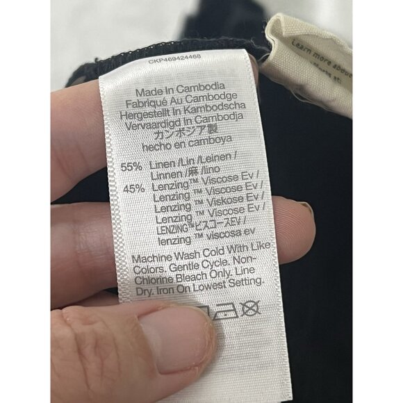 Madewell Linen Blend Black Button Down Sleeveless Blouse With Ruffles Size 16 - Picture 10 of 10